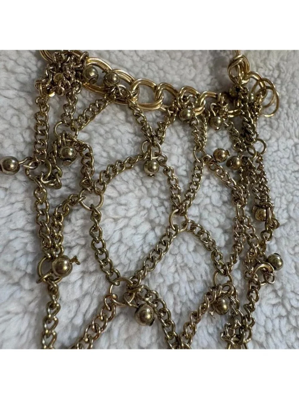 NWT Y2K Claire's Gold Chain Hand Ring Indie Boho Bracelet